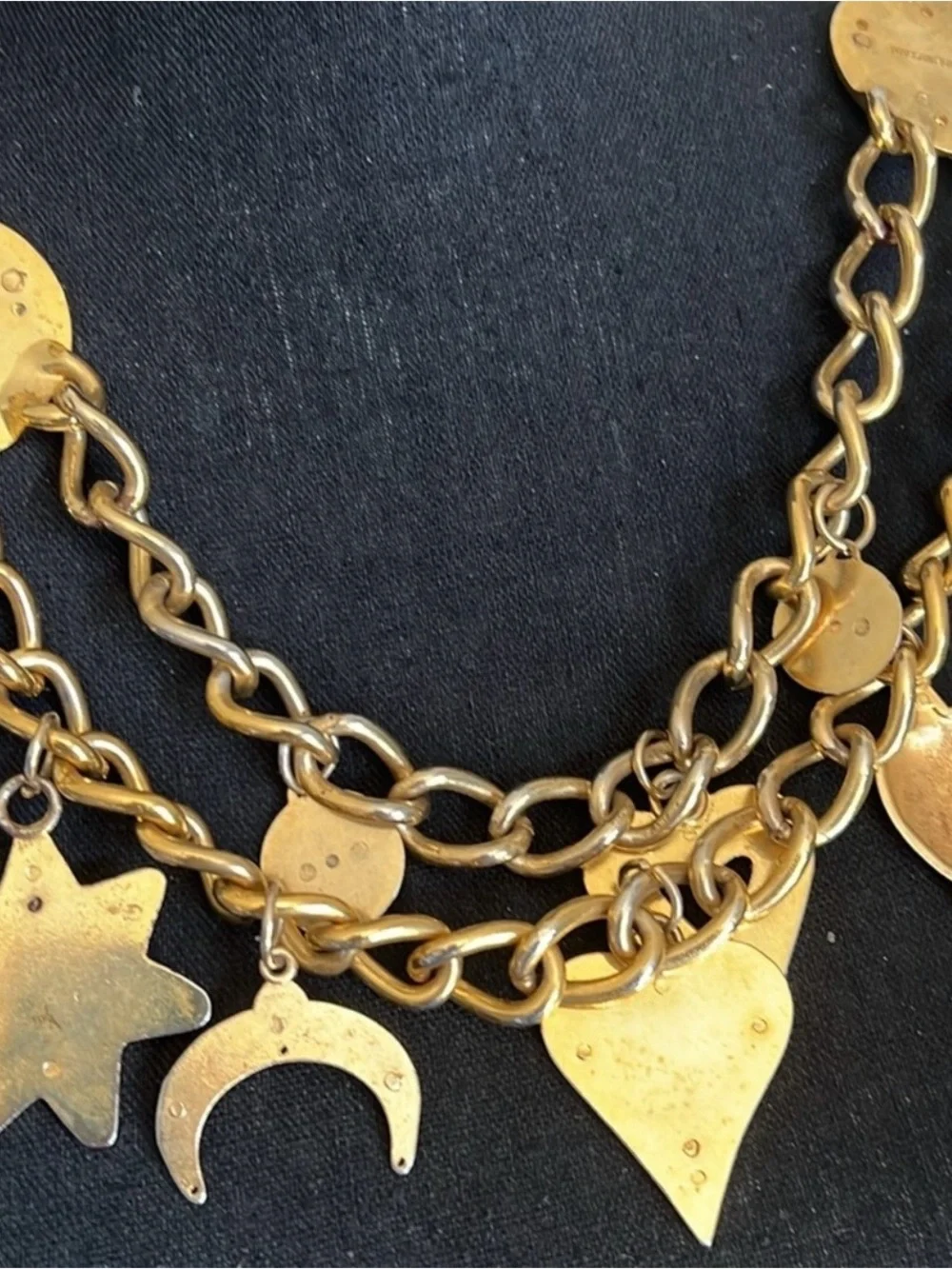 ESCADA Women's Vintage Couture Gilded Gold Chain Link Charm Medallion Belt